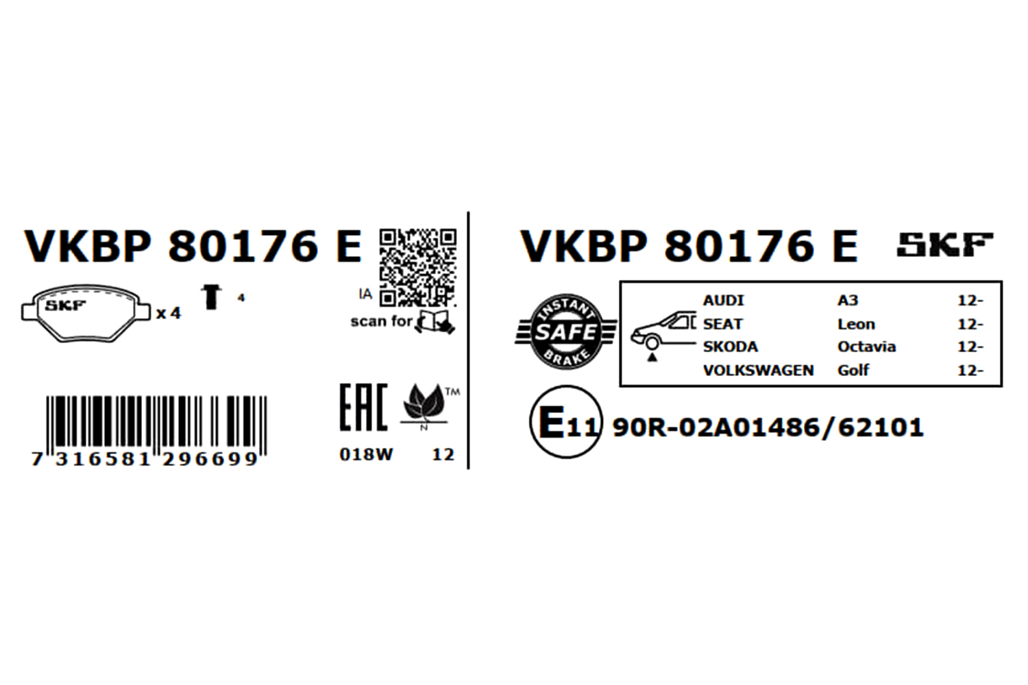 Placute frana SKF VKBP80176E
